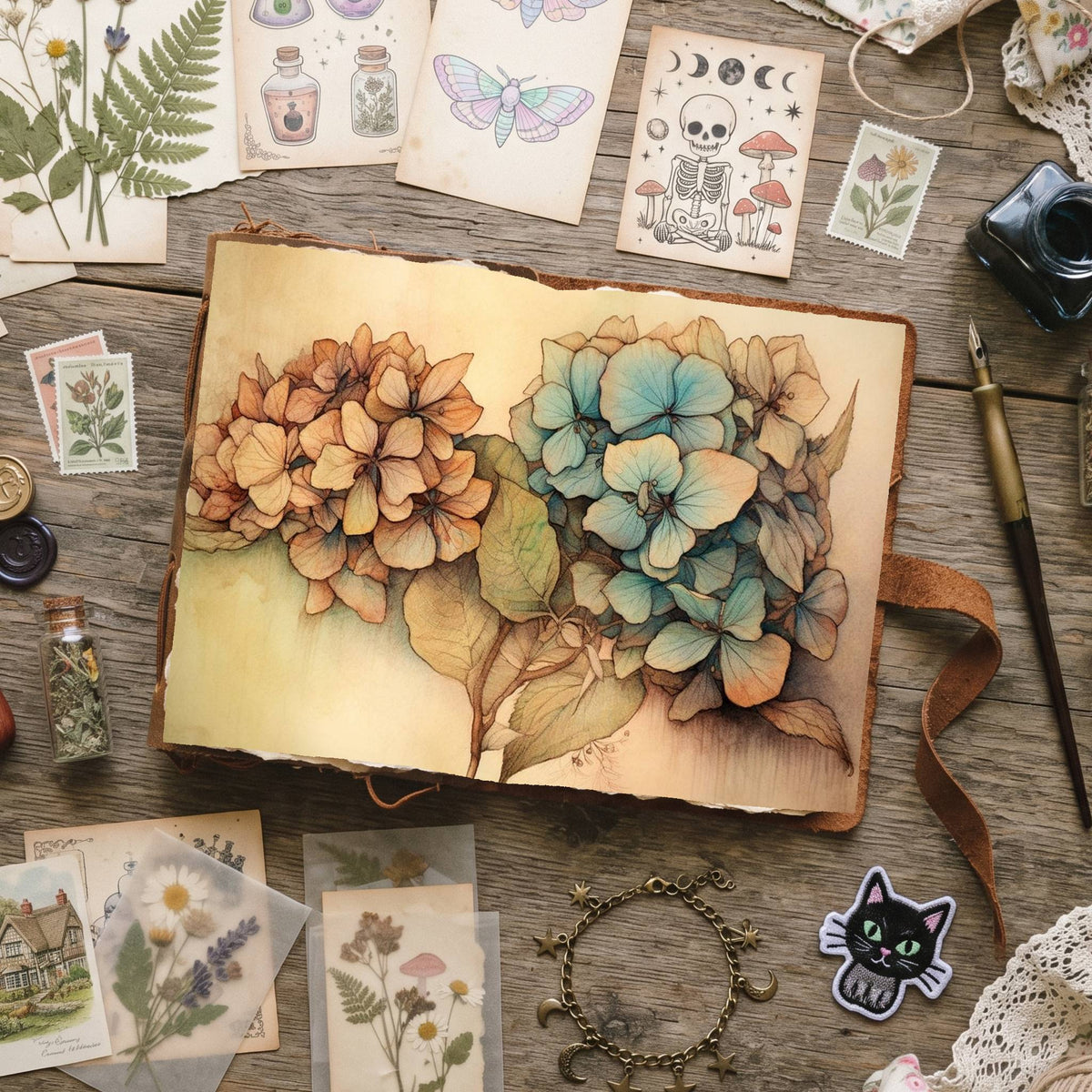 Autumn Hydrangea Digital Papers
