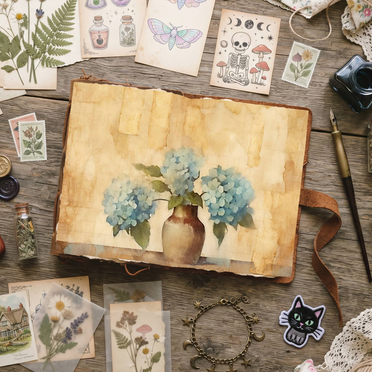 Blue Hydrangea Digital Papers