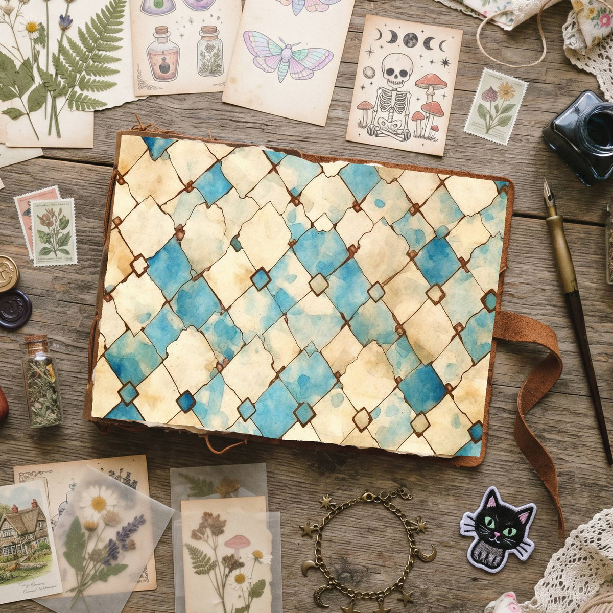 Blue Mixed Patterns Digital Papers