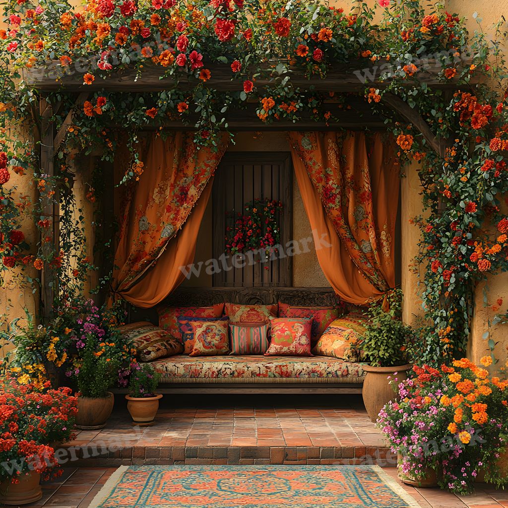 Bohemian Terrace digital photo backdrop for photo editing, preview 10