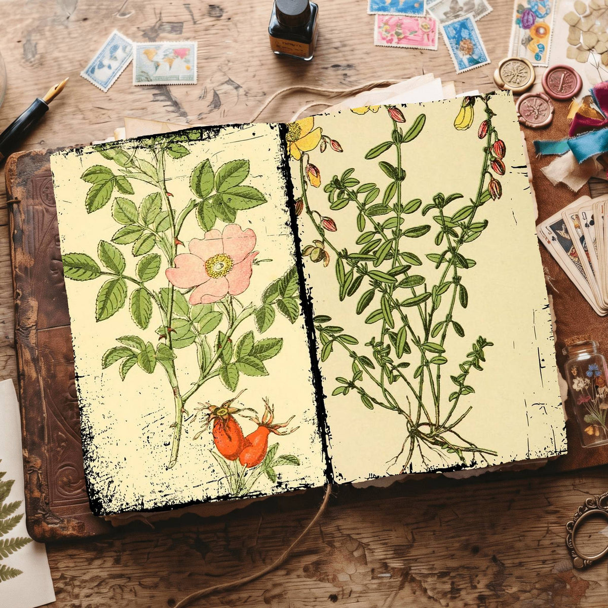 Botanical printable junk journal paper, page preview 12