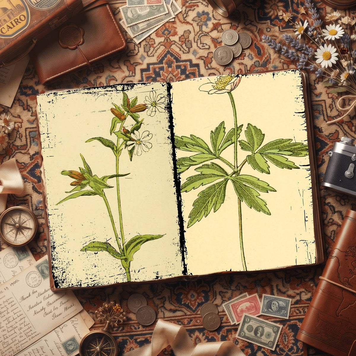 Botanical printable junk journal paper, page preview 12