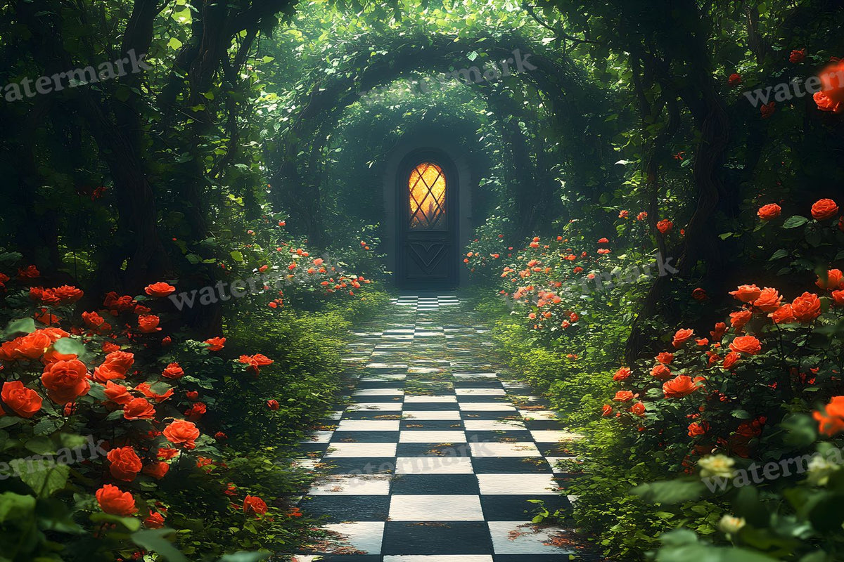 Checkered Garden Path Backdrop Images