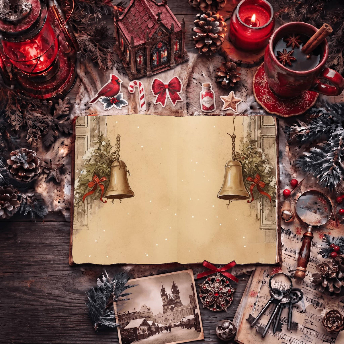 Christmas Bells Vintage Digital Papers