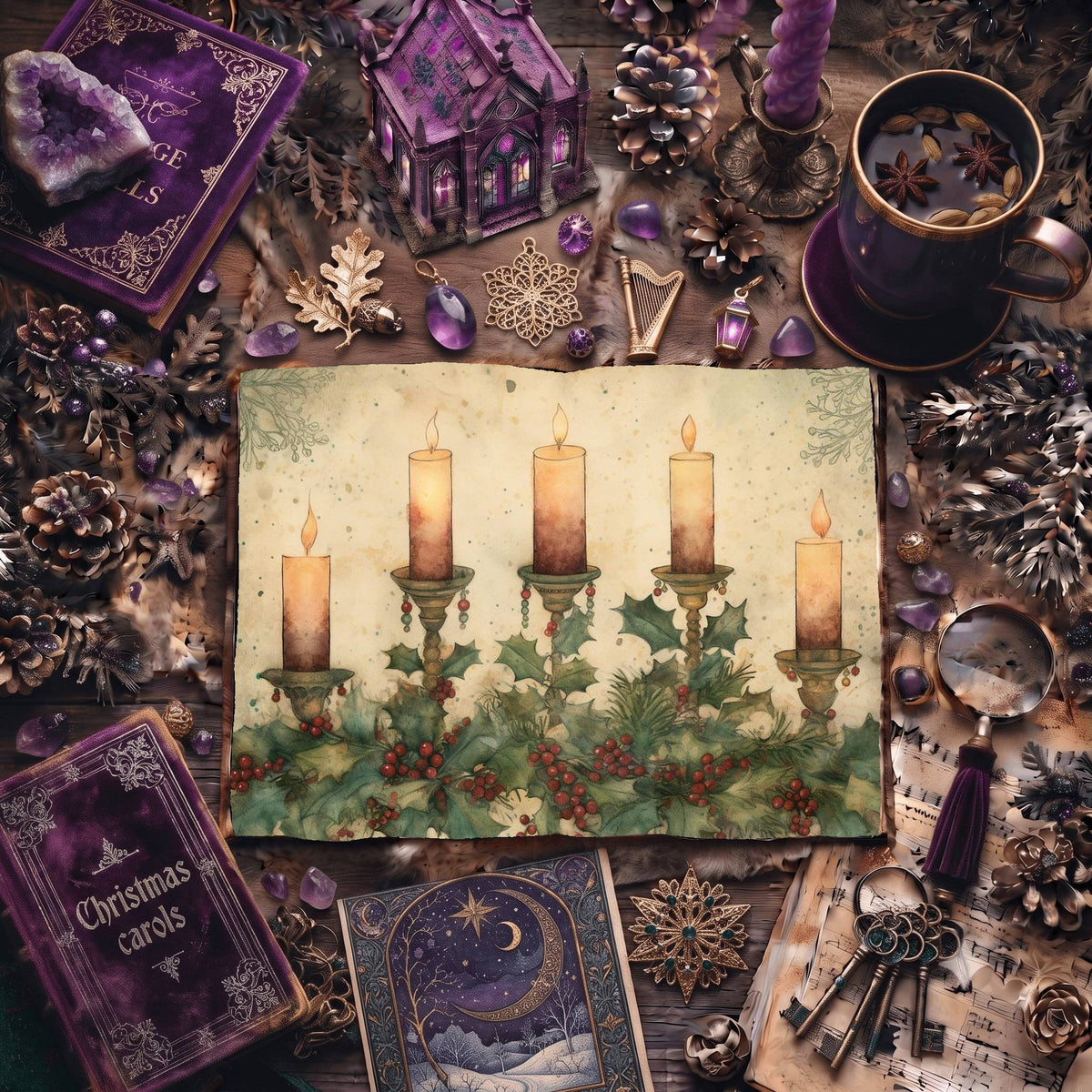 Christmas Candles Digital Papers