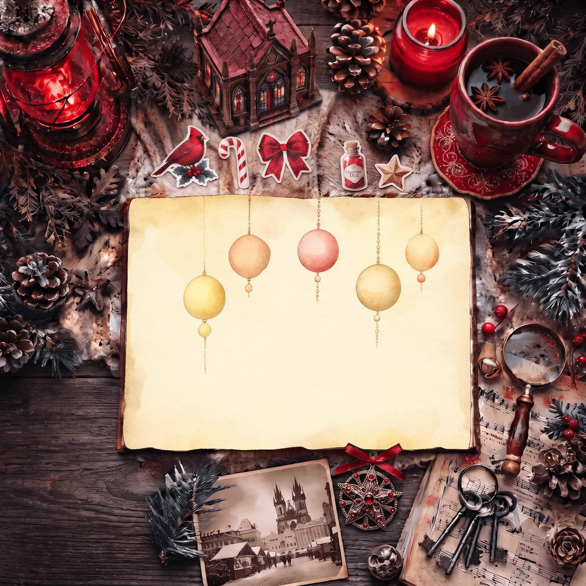 Christmas Light Pastel Baubles Digital Papers