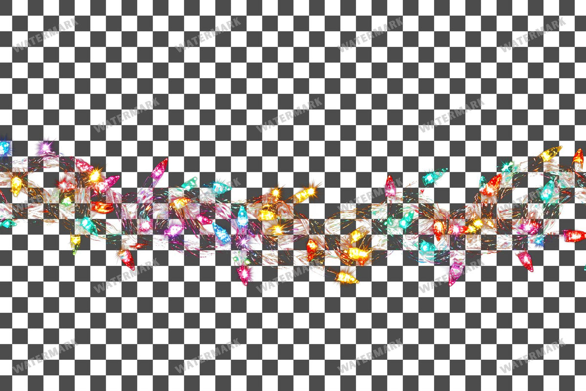 Christmas Lights PNG overlay on a transparent checkered background, preview 12