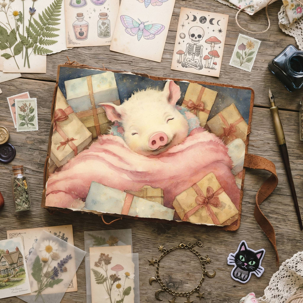 Christmas Piglets Digital Papers