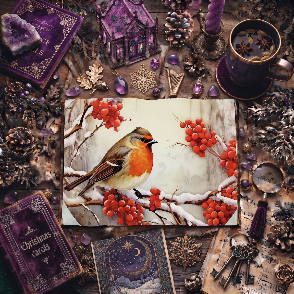 Christmas Robins Digital Papers