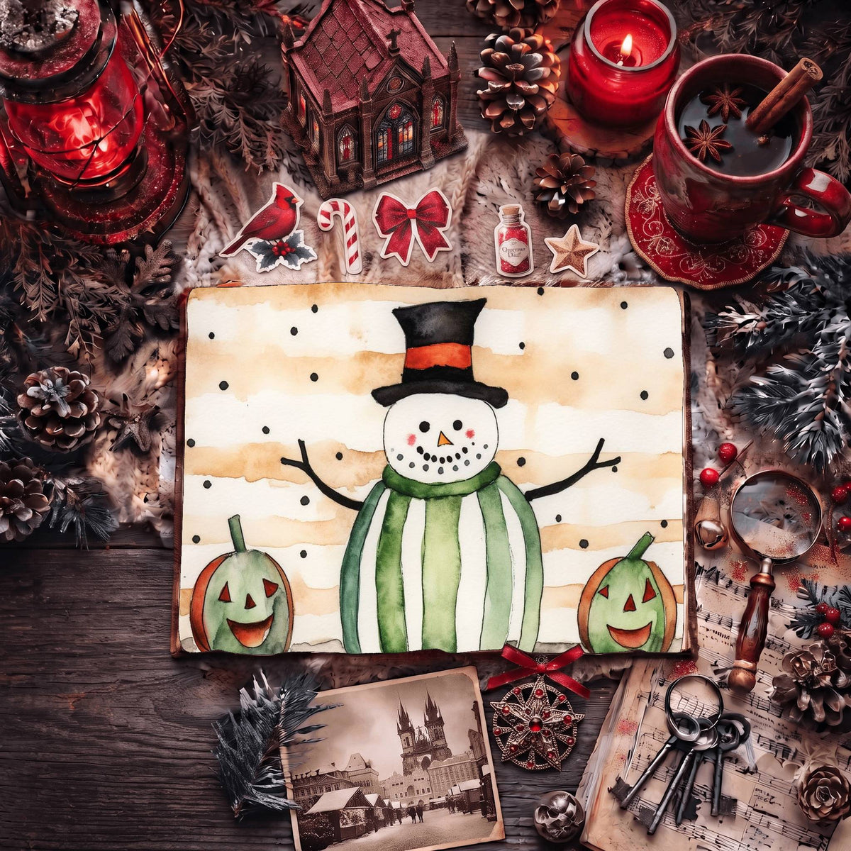 Christmas Snowman Digital Papers
