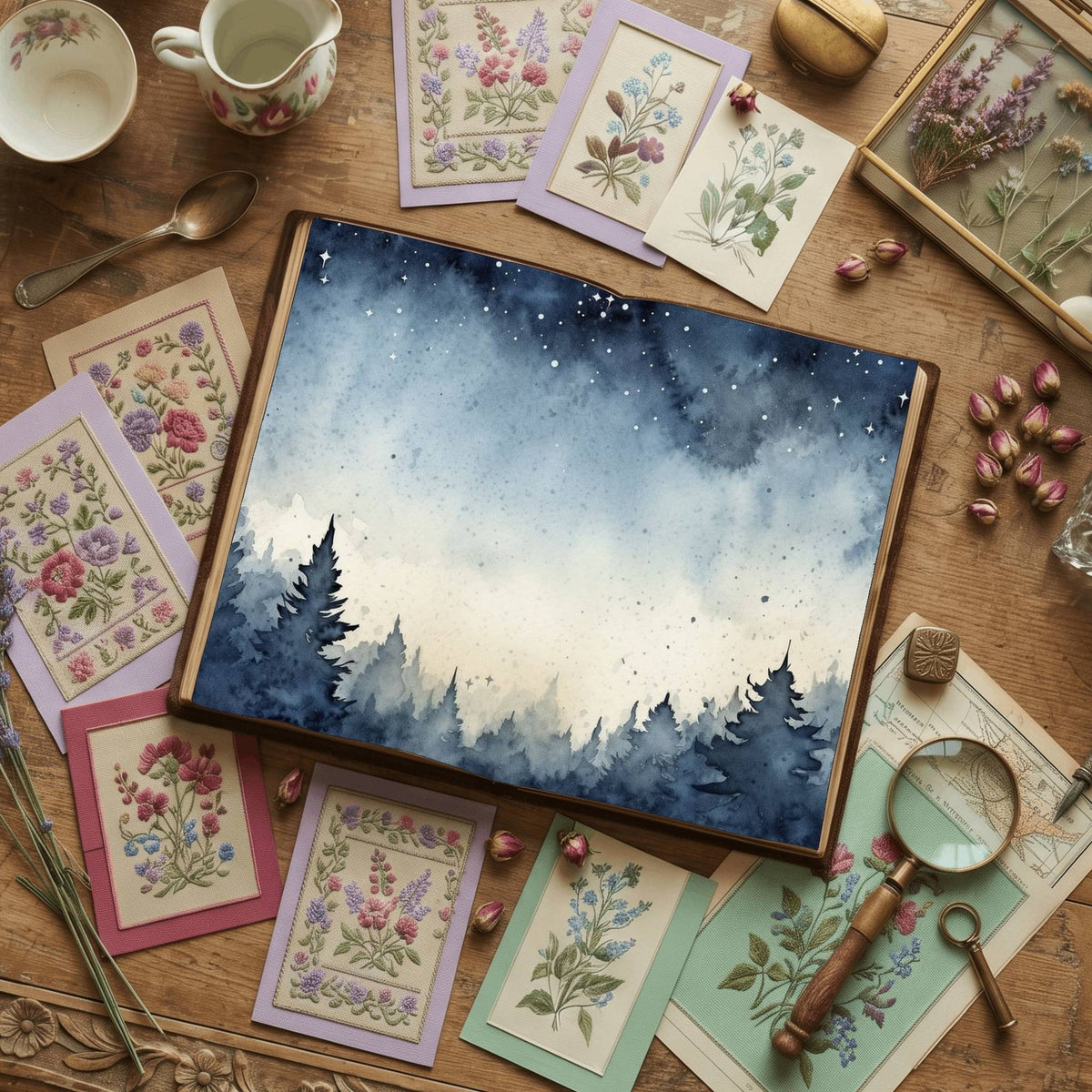 Christmas Winter Nights Digital Papers