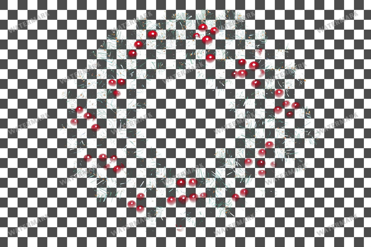 Christmas Wreath PNG overlay on a transparent checkered background, preview 12