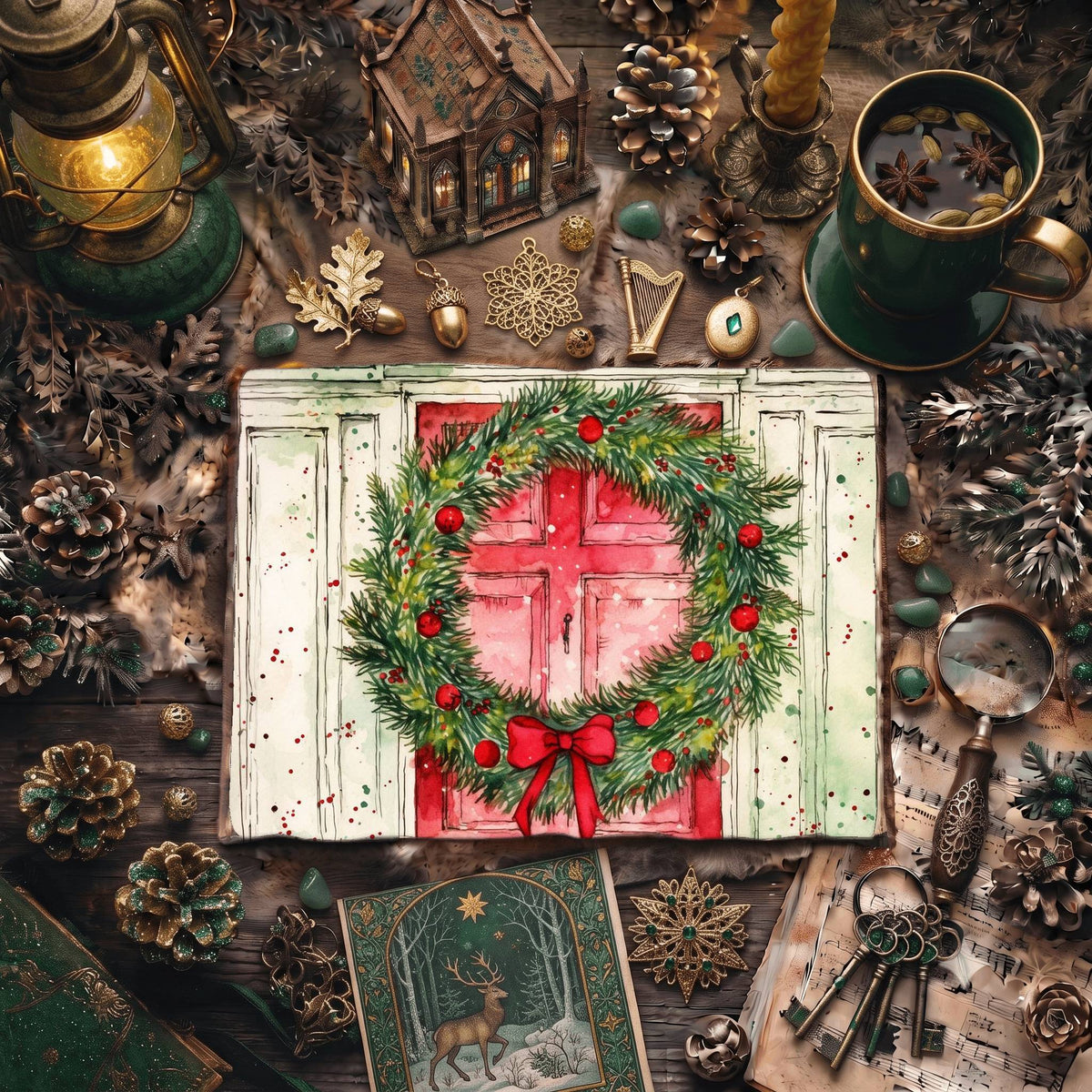 Christmas Wreaths Digital Papers