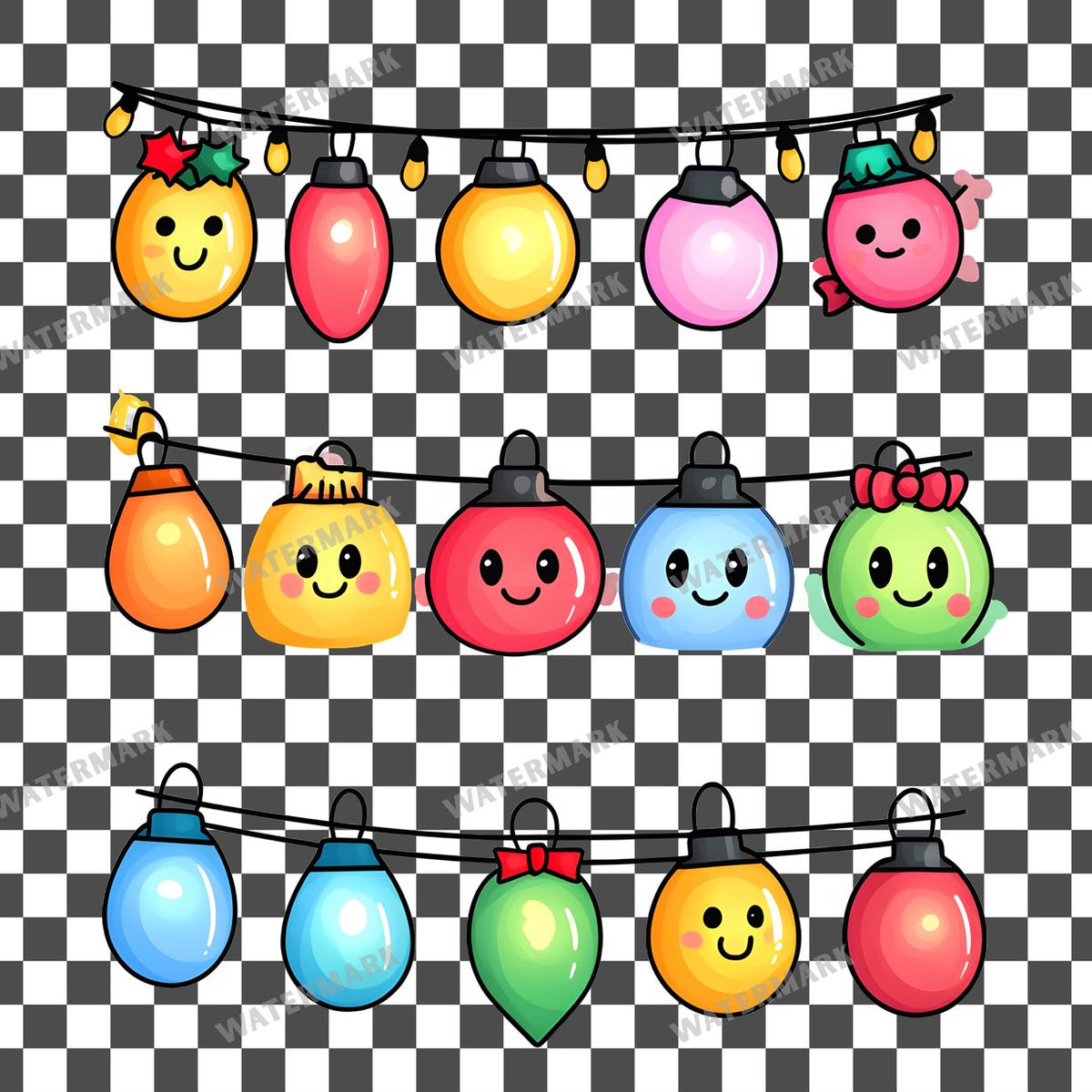 Christmas Kawaii Style Clipart Pngs