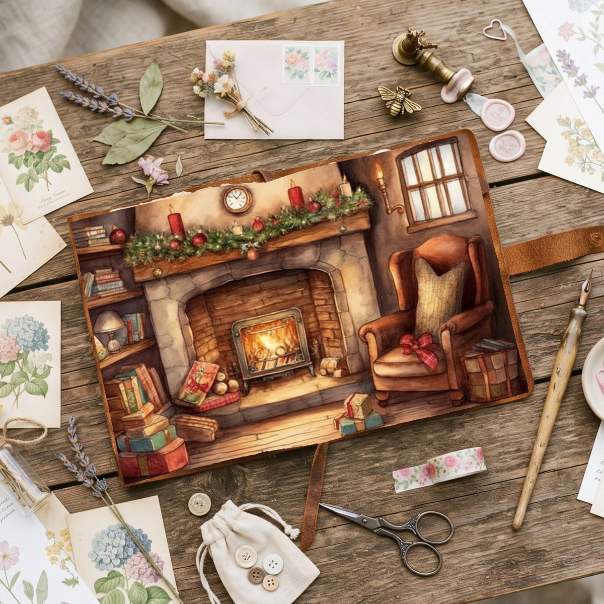 Cosy Christmas Fireplace Digital Papers