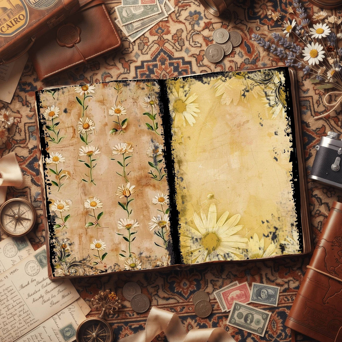 Daisy Flowers Digital Papers