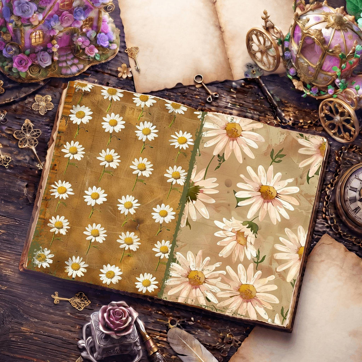 Daisy Flowers Digital Papers
