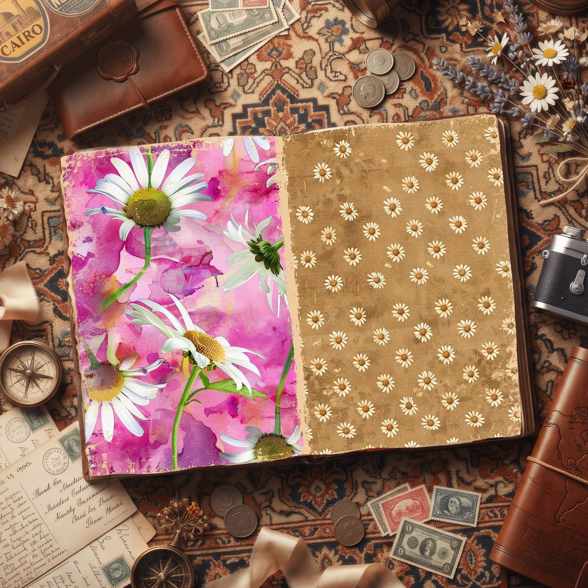 Daisy Flowers Digital Papers
