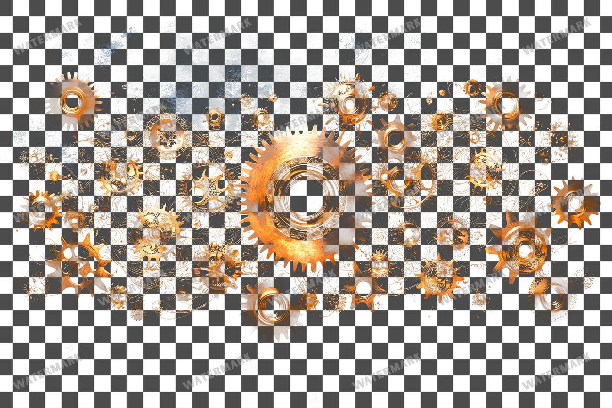 Delicate Filigree Gear Transparent Overlay Pngs