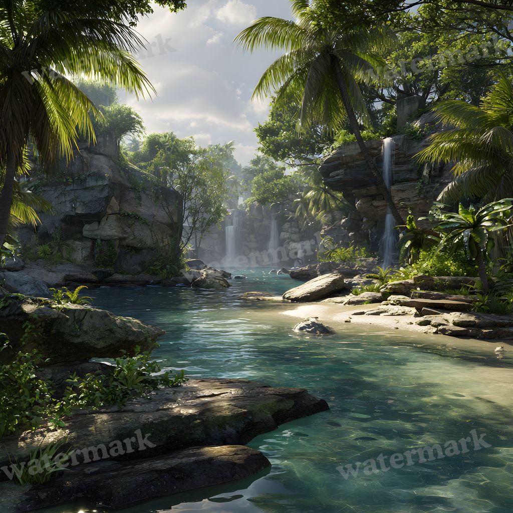 Detailed Tropical Landscape Backdrop Images