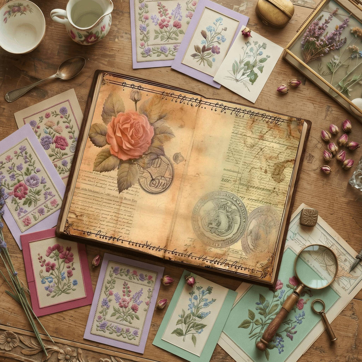 Faded Pink Roses Digital Papers