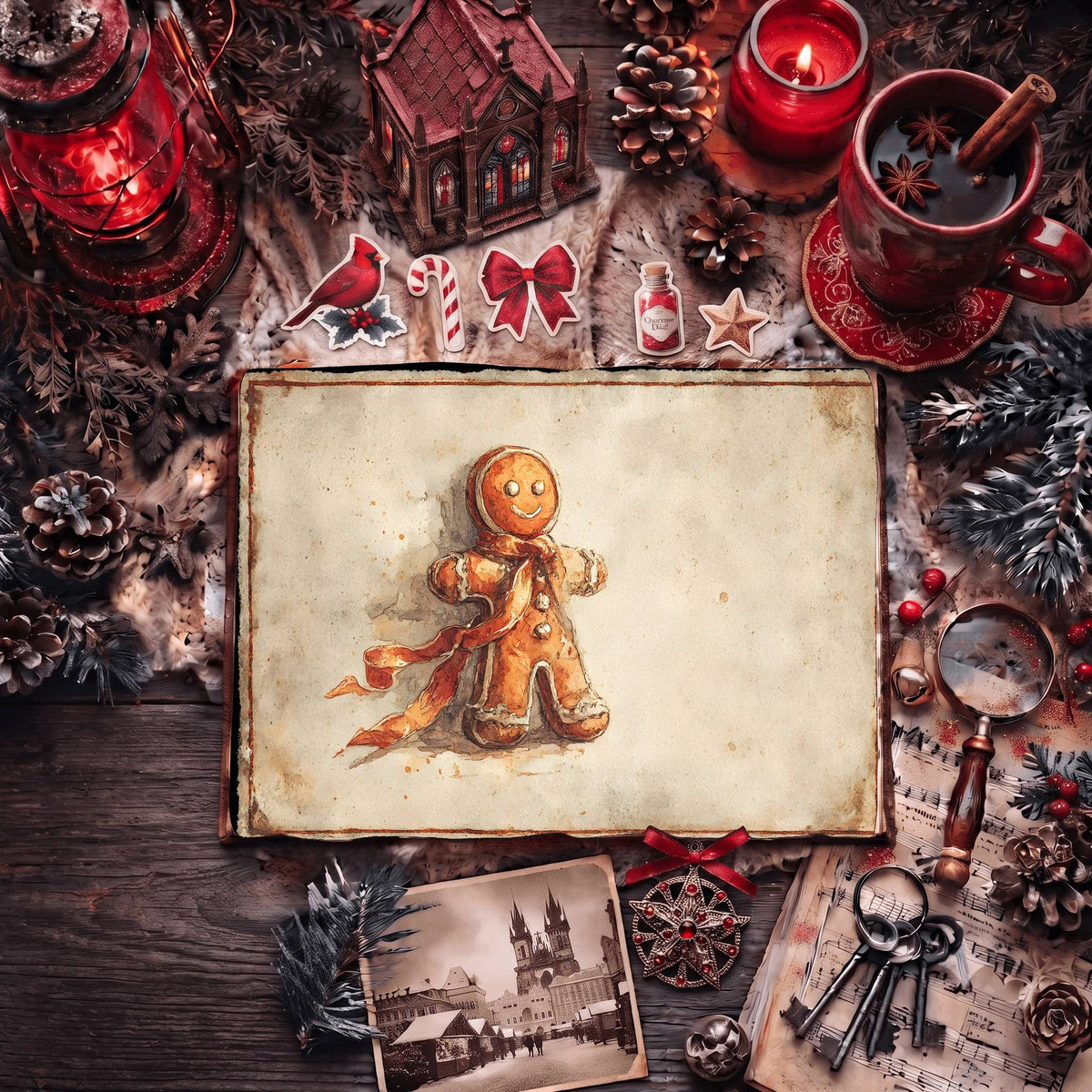 Festive Holiday Gingerbread Man Digital Papers