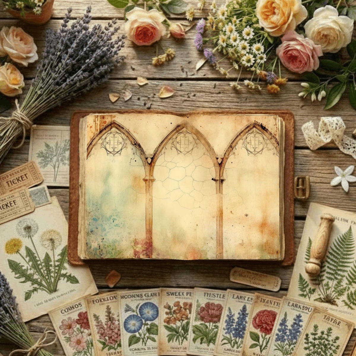 Floral Arches Digital Papers