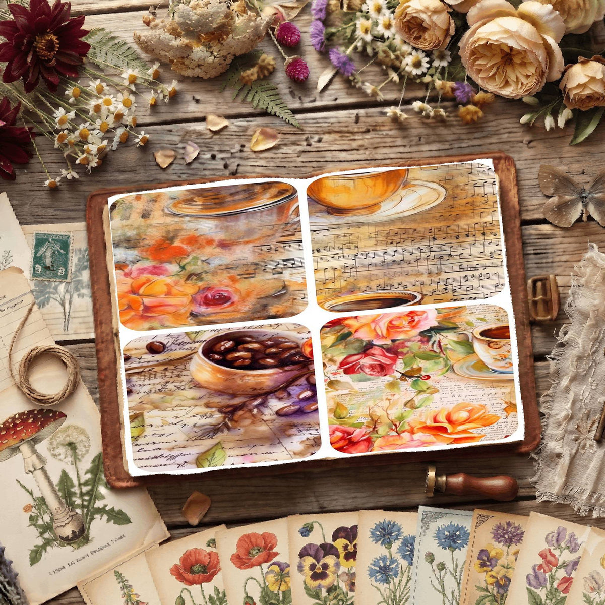 Floral Coffee Digital Papers