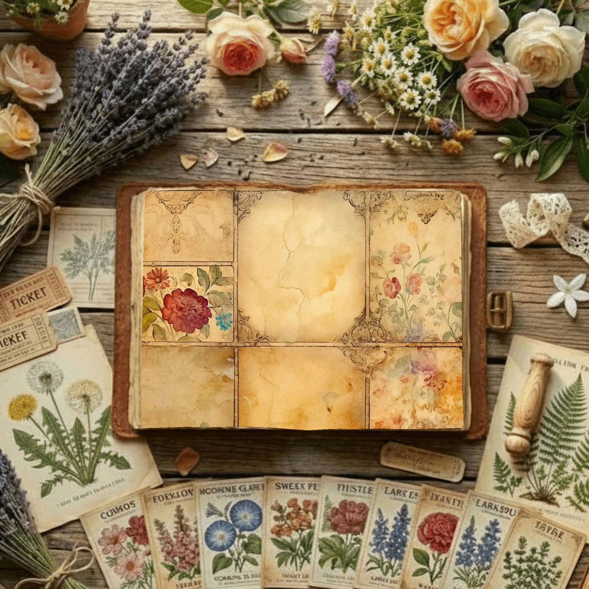 Floral Collage Digital Papers