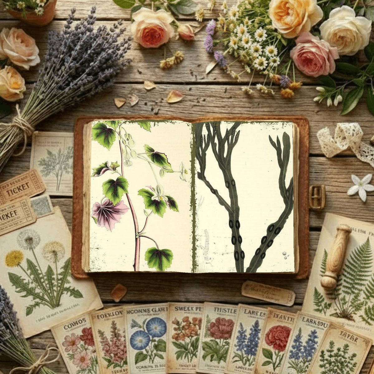 Floral Illustrations Digital Papers