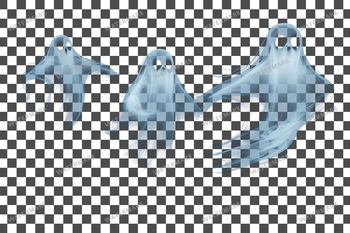 Ghostly Apparitions PNG overlay on a transparent checkered background, preview 12