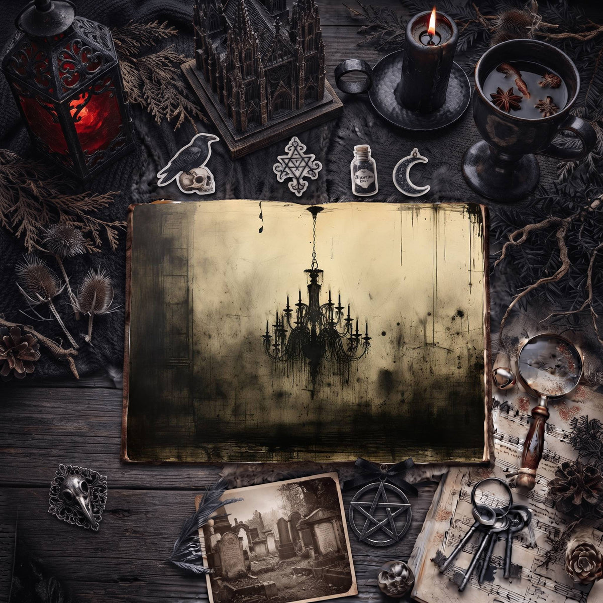 Gothic Chandeliers Digital Papers