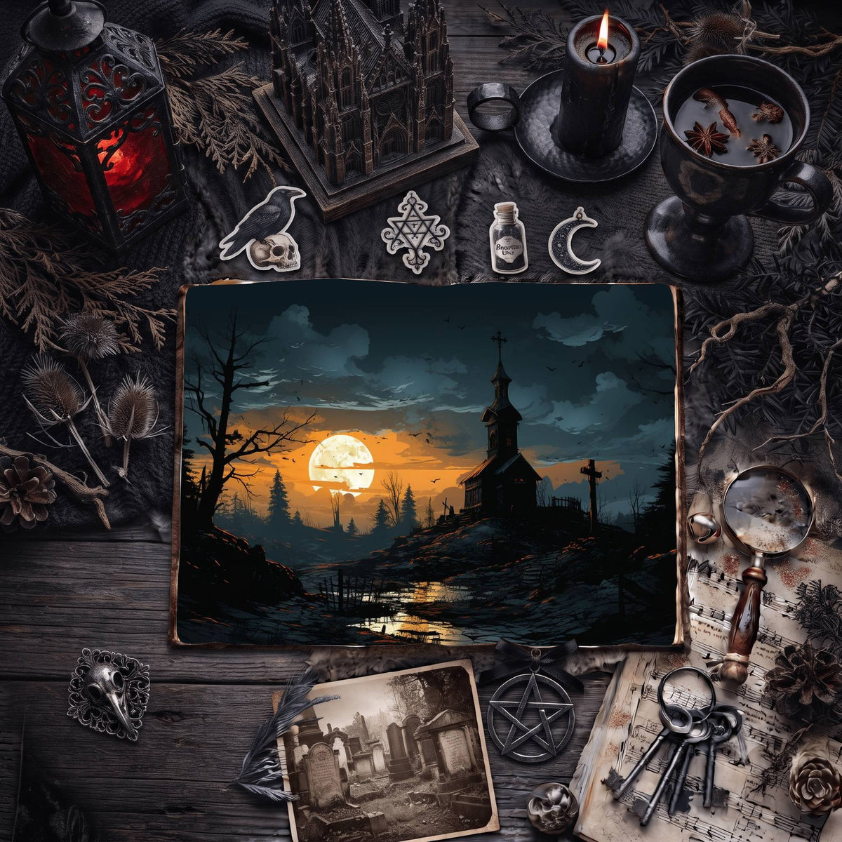 Gothic Moon Digital Papers
