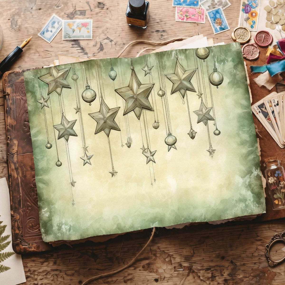 Green Christmas Digital Papers