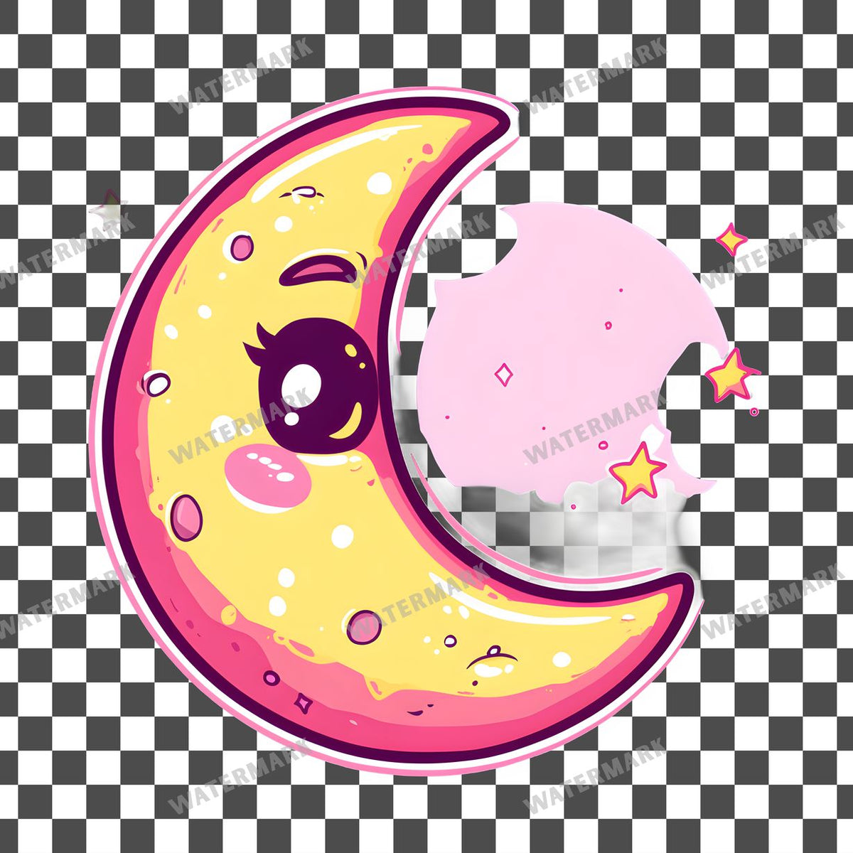 Half Moon Kawaii Style Clipart Pngs