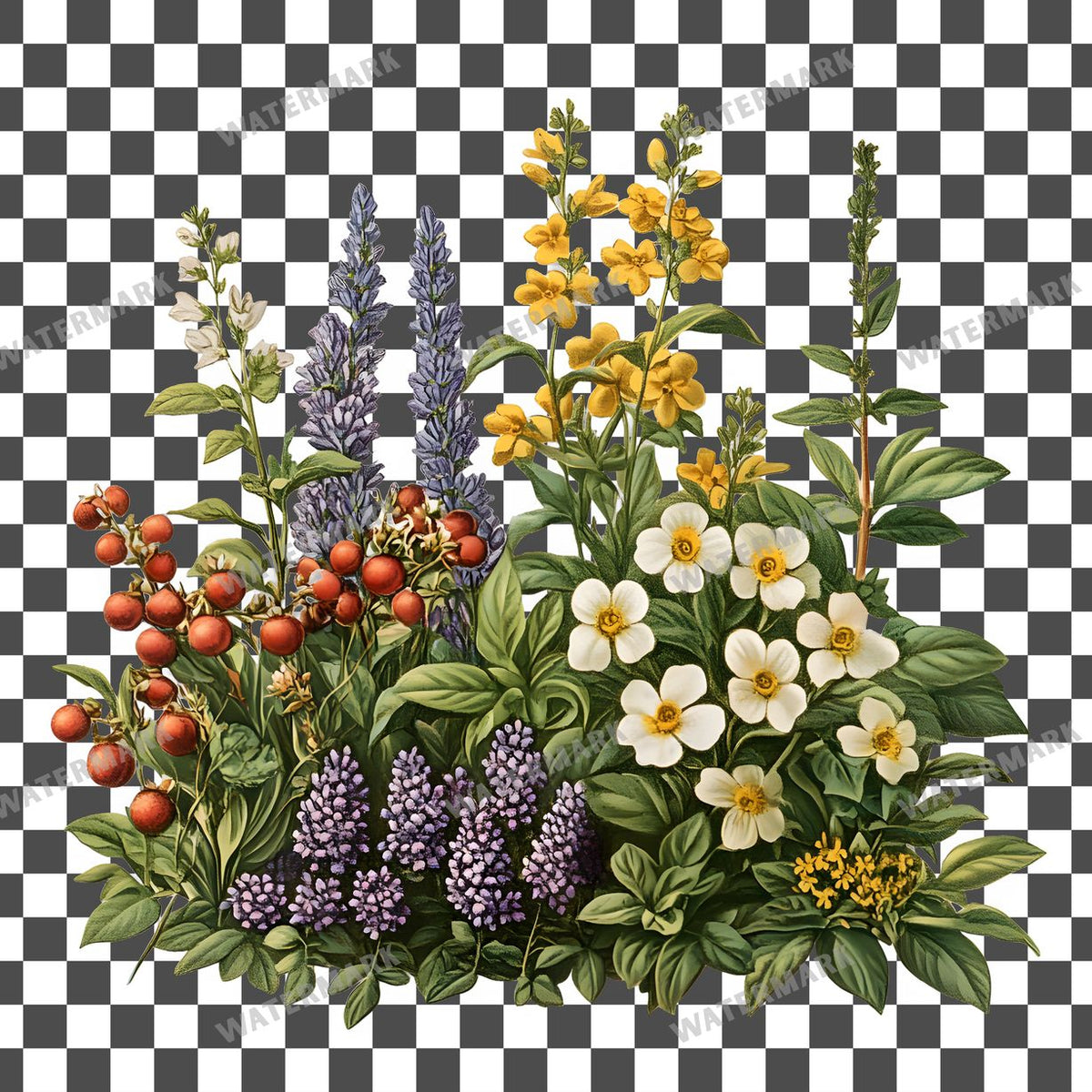 Herbs Vintage Style clipart PNG on a transparent background, design 12