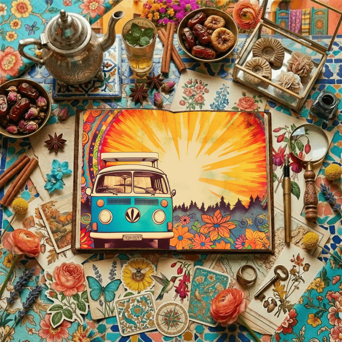 Hippie Campervan Digital Papers