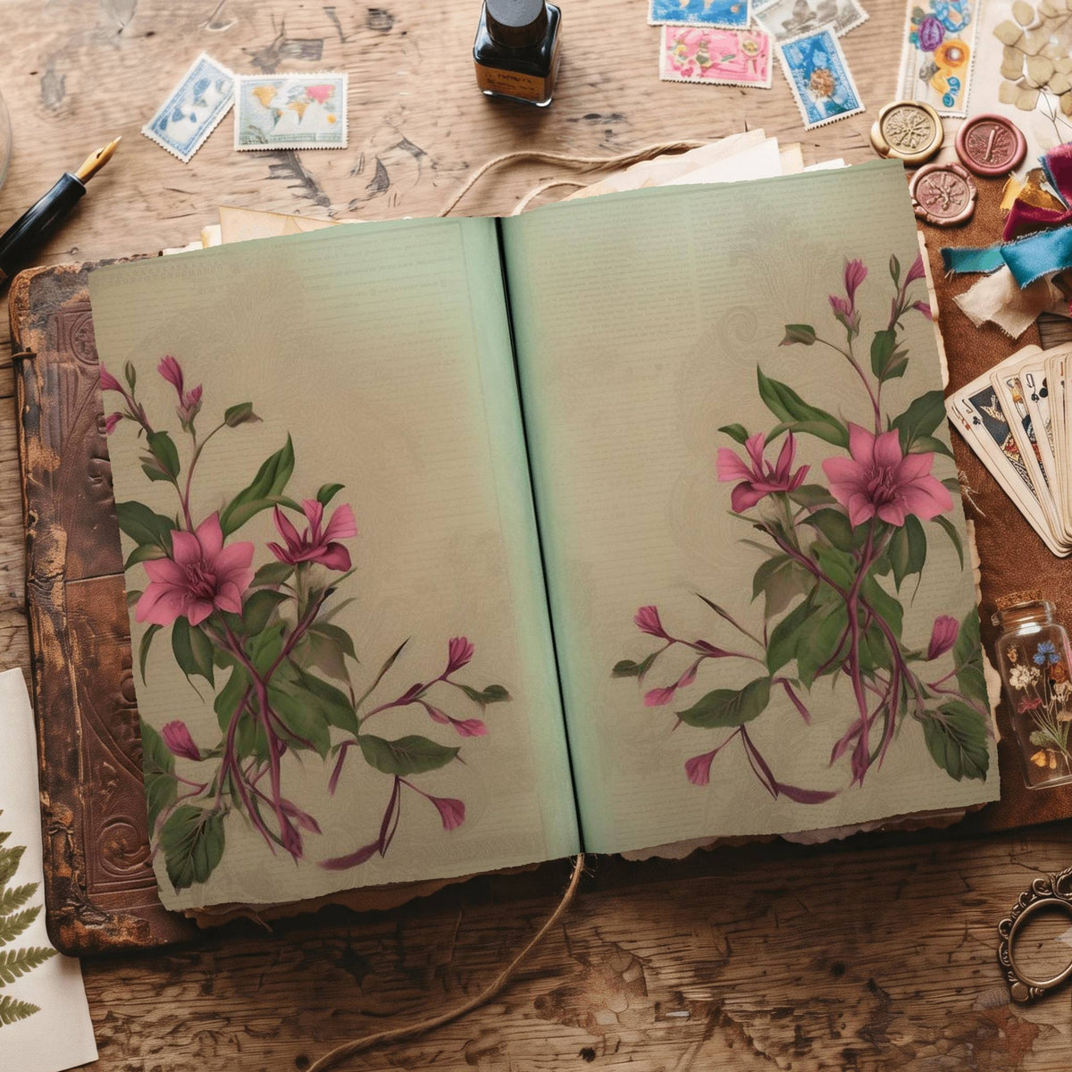Lined Flower Digital Papers