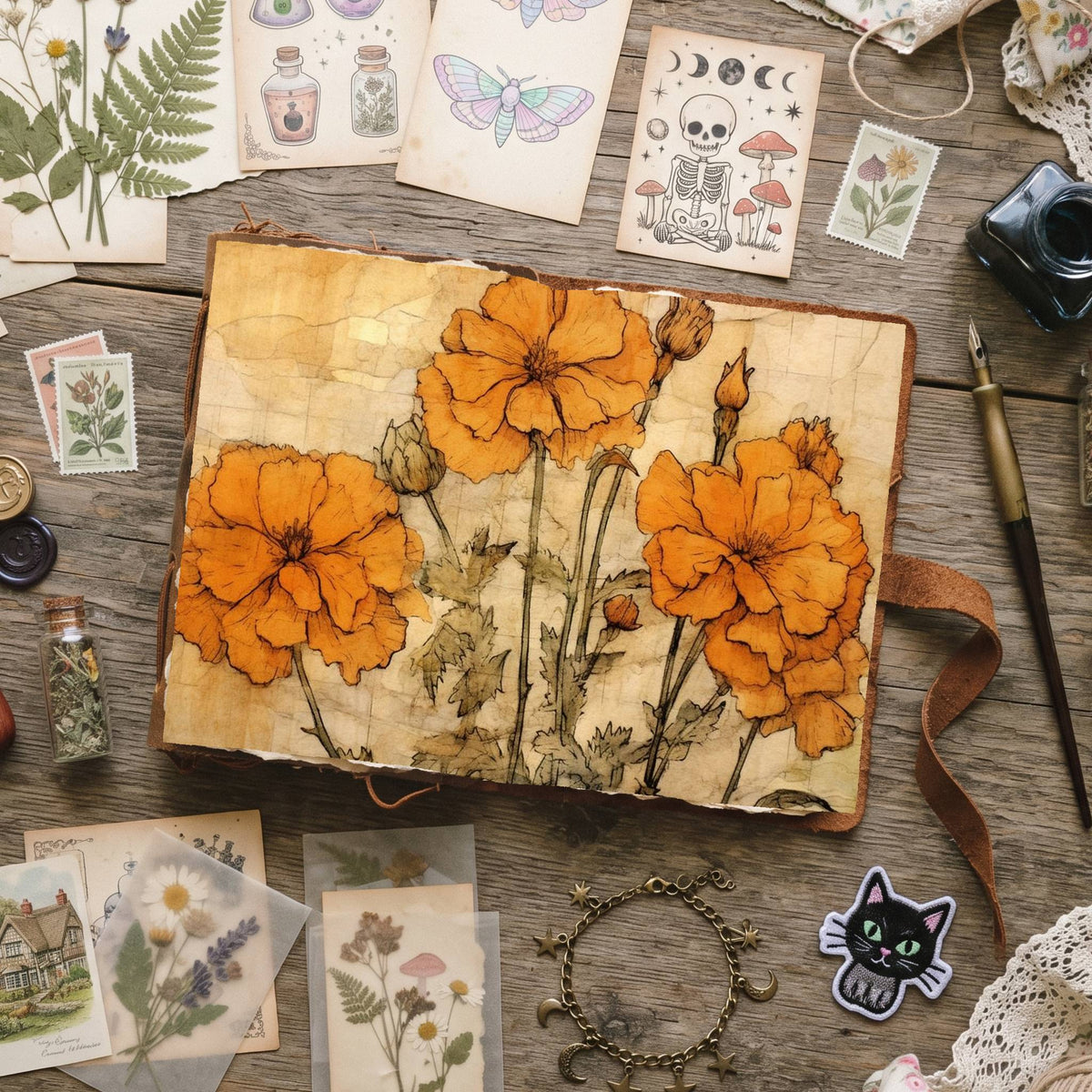 Marigold Flowers Digital Papers