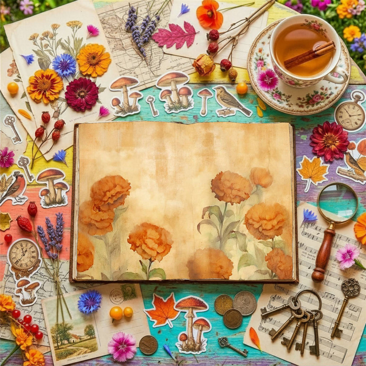 Marigold Flowers Digital Papers