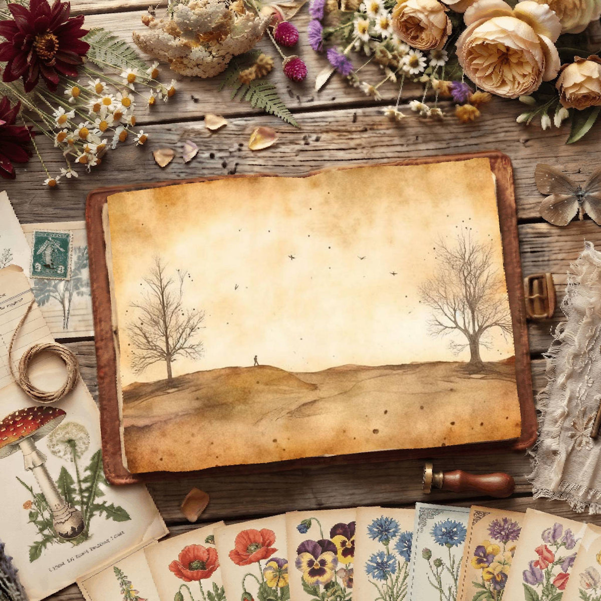 Misty Riverscape Digital Papers