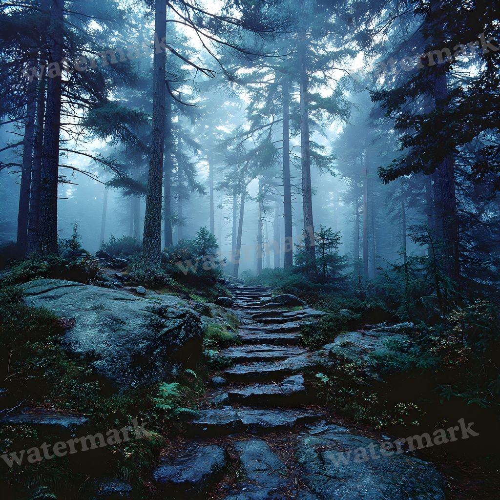 Misty Forest digital photo backdrop for photo editing, preview 11