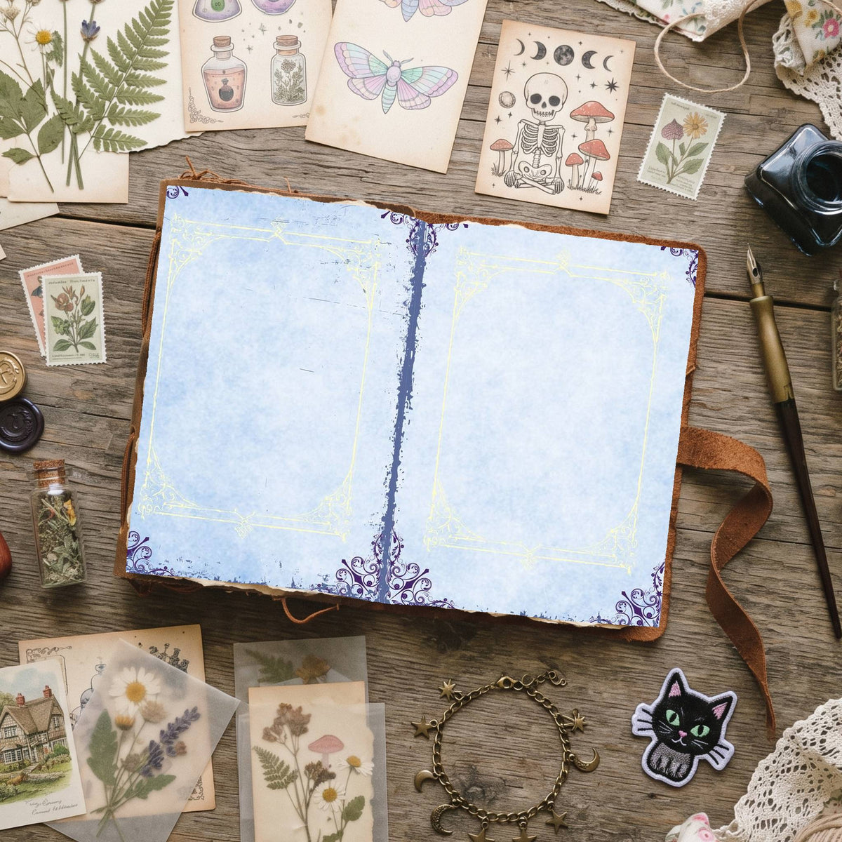 Mixed Color Distressed Blank And Lined Digital Papers