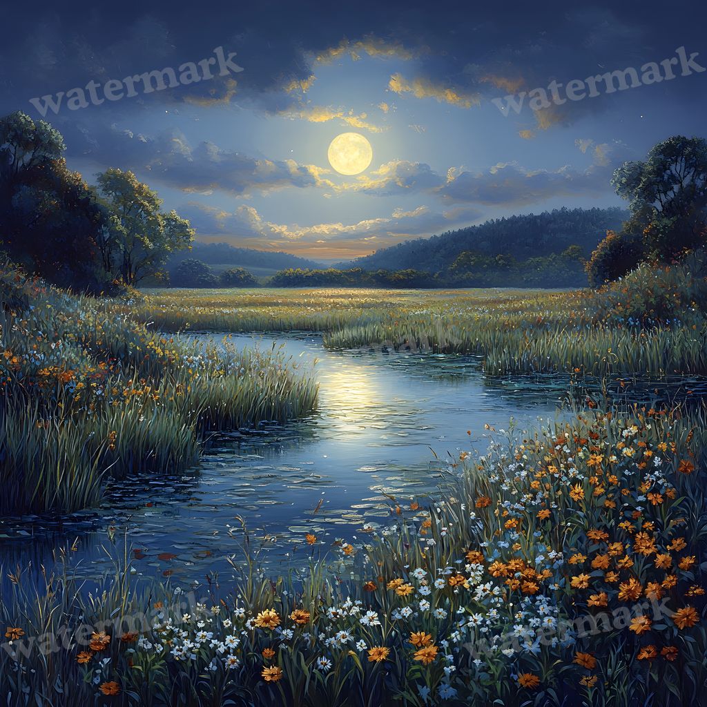 Moonlit Field Backdrop Images