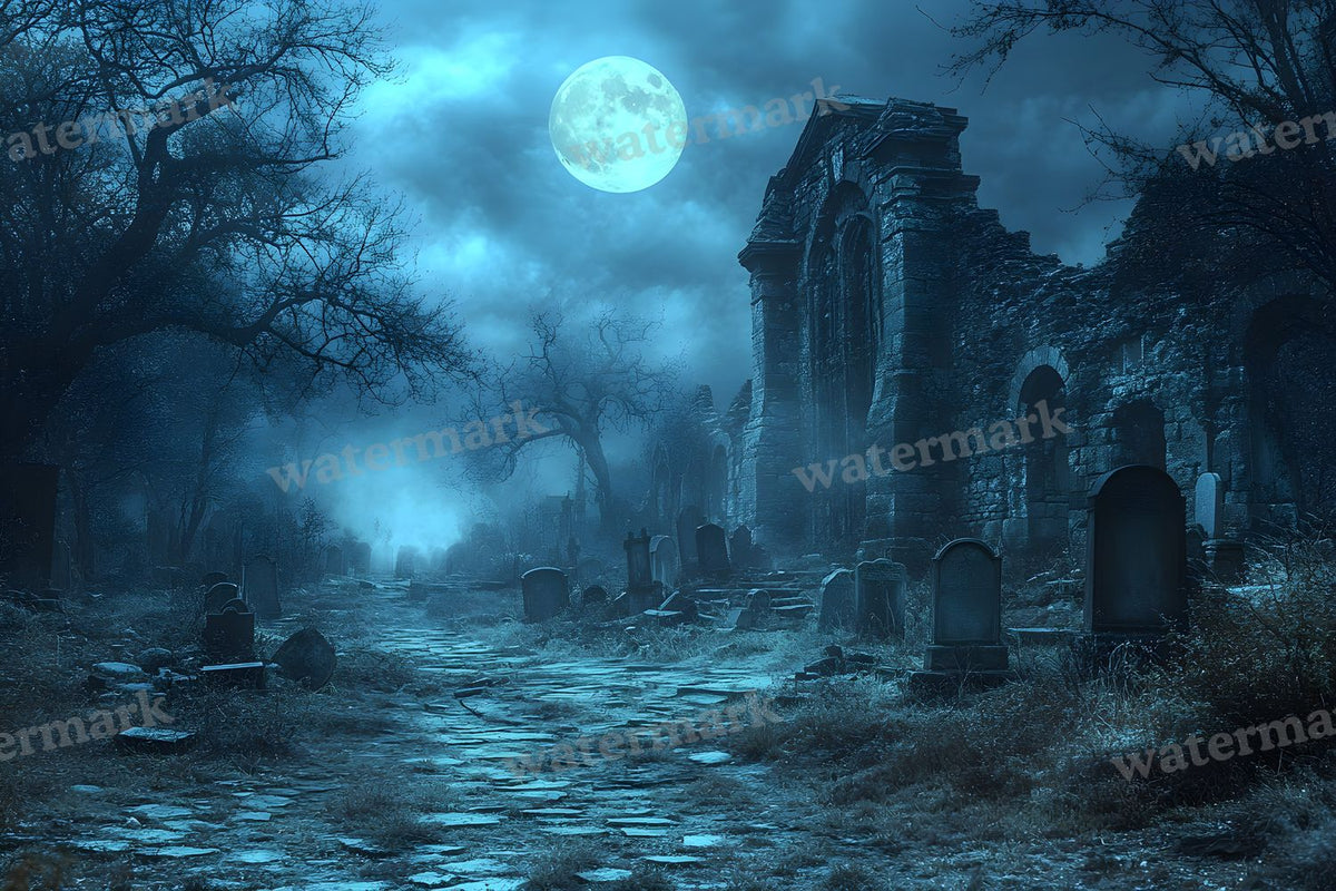 Moonlit Graveyard Backdrop Images
