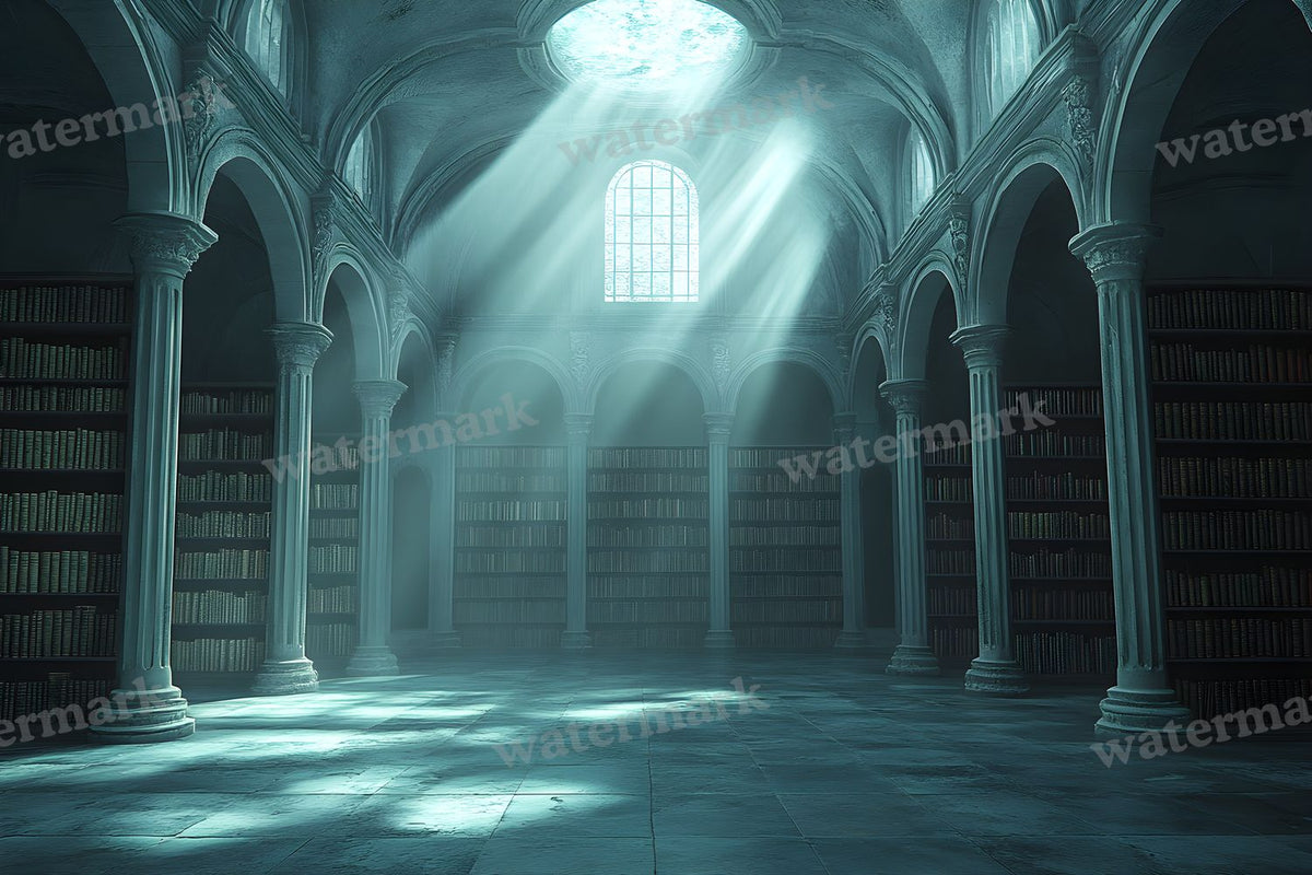 Moonlit Library Backdrop Images