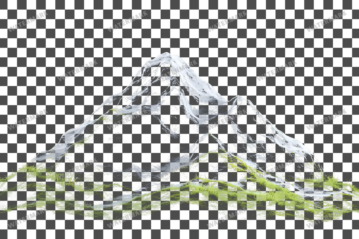 Mossy Hill Snowy Peak PNG overlay on a transparent checkered background, preview 12