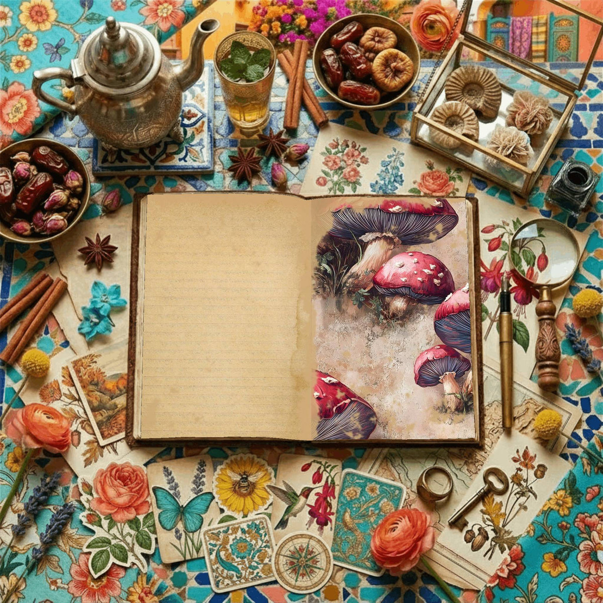Mushroom printable junk journal paper, page preview 12