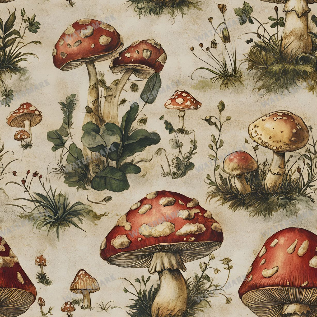 Mushrooms Seamless Pattern