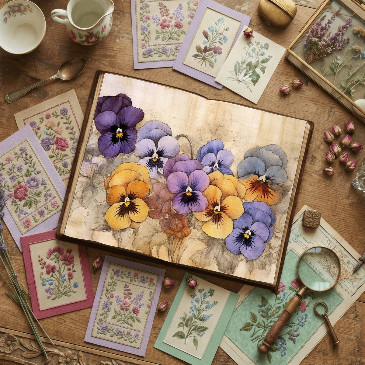 Pansy Flower Watercolour Digital Papers